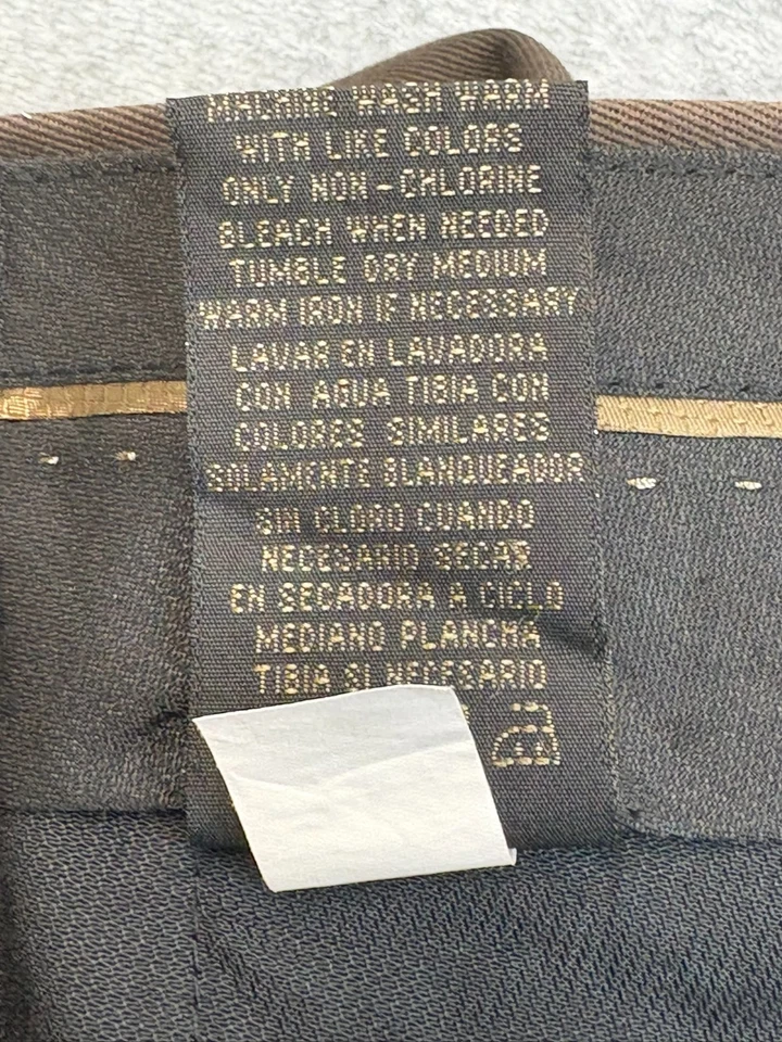 Pantalones de vestir Axist marrón oscuro plisados con bolsillo frontal 100 % algodón para hombre 36x32 Foto 4 de 4