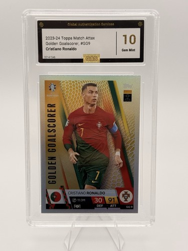 Topps 2024 Match Attax UEFA Euro Golden Goalscorer Cristiano Ronaldo GG9 Graded