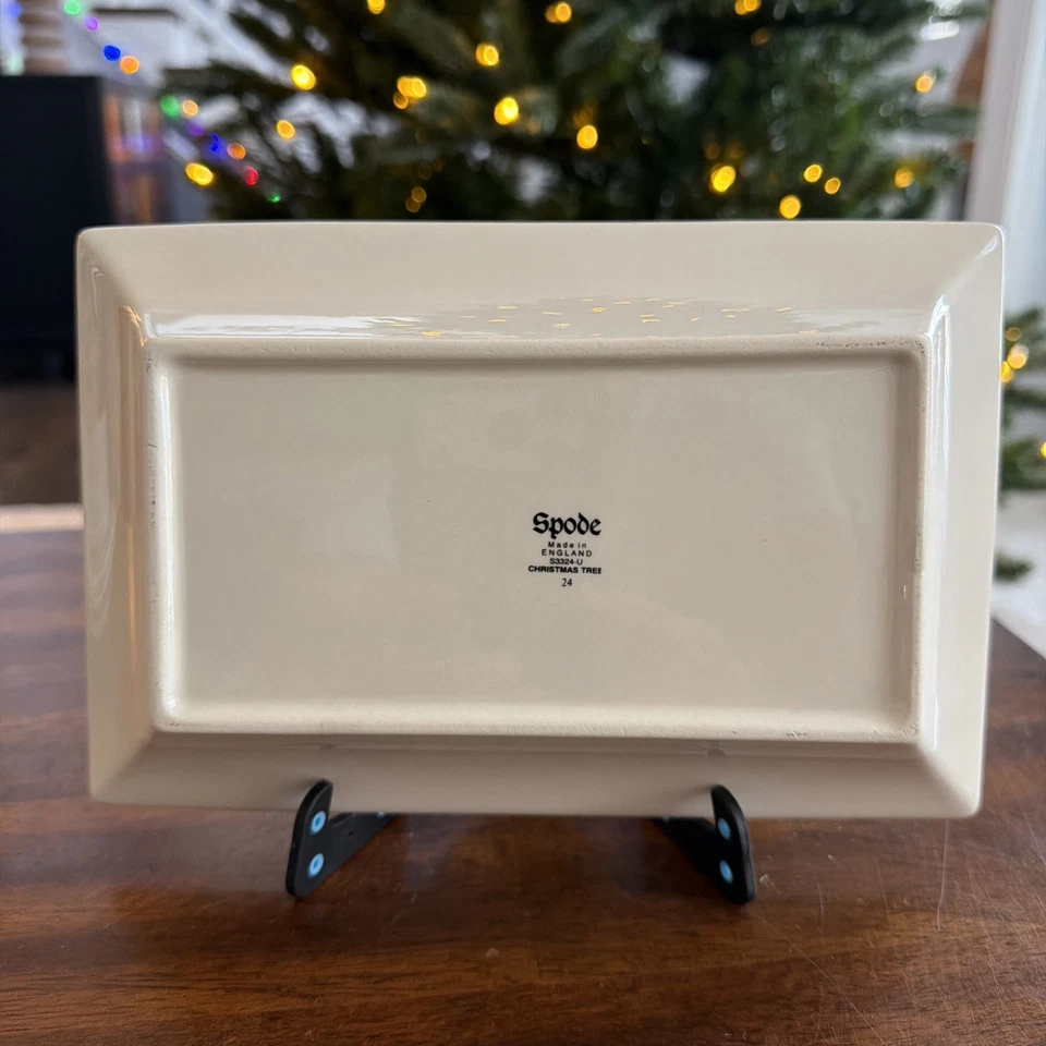 Spode Christmas Tree Rectangular Dish Tray 8.5" England S3324-W Serving Candy - Image 4 of 4