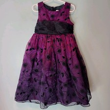 Rare Editions Girls Dress Sz 4 Wedding Ethereal Purple Floral Embroidered Y2K