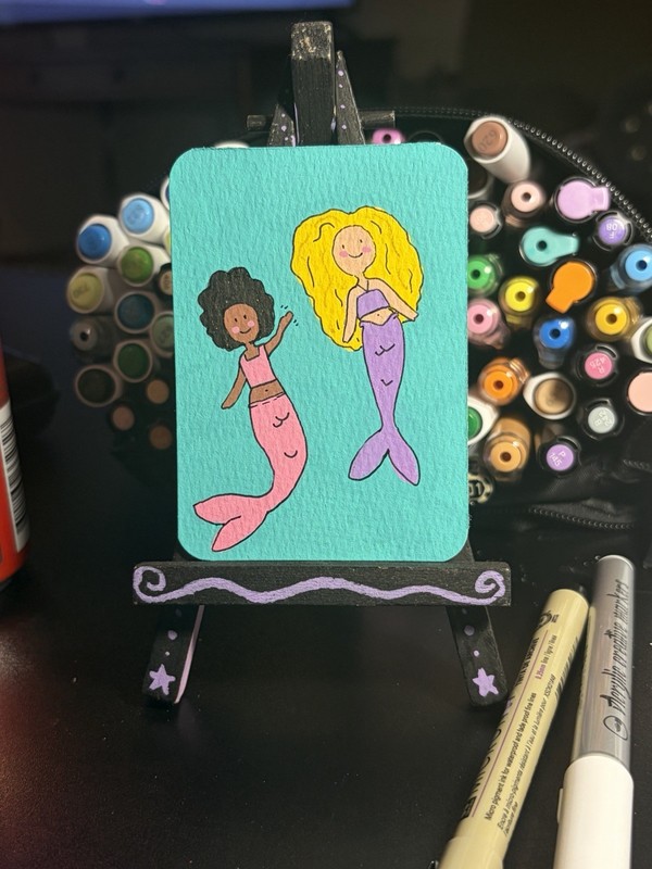 ACEO Original Acrylic Painting Art Card Hand Painted By Sillylilshop Mermaid