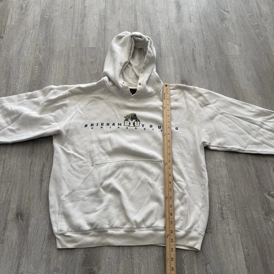 Sudadera con capucha vintage Brigham Young University Spellout NCAA Badger talla XS/S blanca Foto 3 de 4