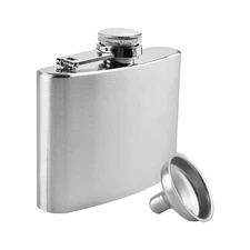 Hip Flasks for Liquor, Stainless Steel Flask with Funnel, Silver Hip Flask Se...
