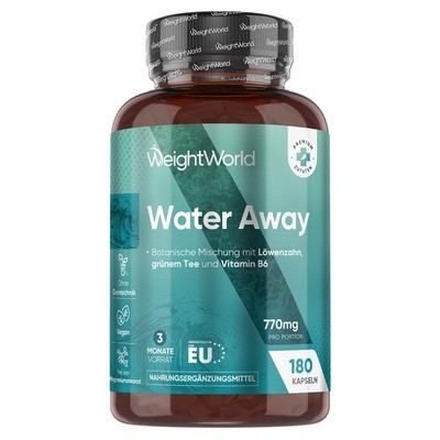 WeightWorld 180 Water Away Kapseln - Vegan Apfelessig Grüntee extrakt Vitamin B6
