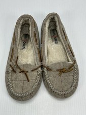 Minnetonka Fabric Herringbone Upper Moccasin Women's Size 8