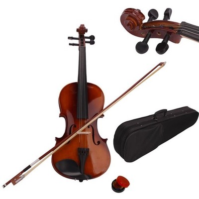 3/4 Size Acoustic Violin Fiddle Set + Case Bow Rosin for Students Beginners