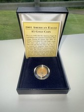 Pièce de 5 $ US comme neuve 2001 W American Eagle 1/10 oz épreuve or certificat d'authenticité