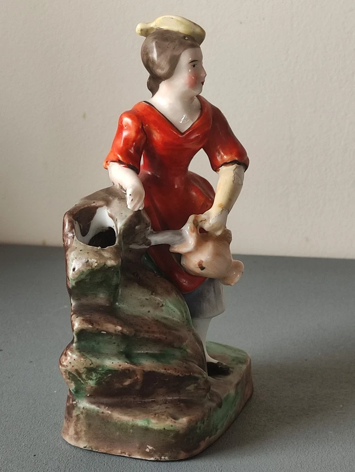 ENCRIER porcelaine de Paris Vase personnage costume fontaine XIXème SOLIFLORE - Photo 2/4
