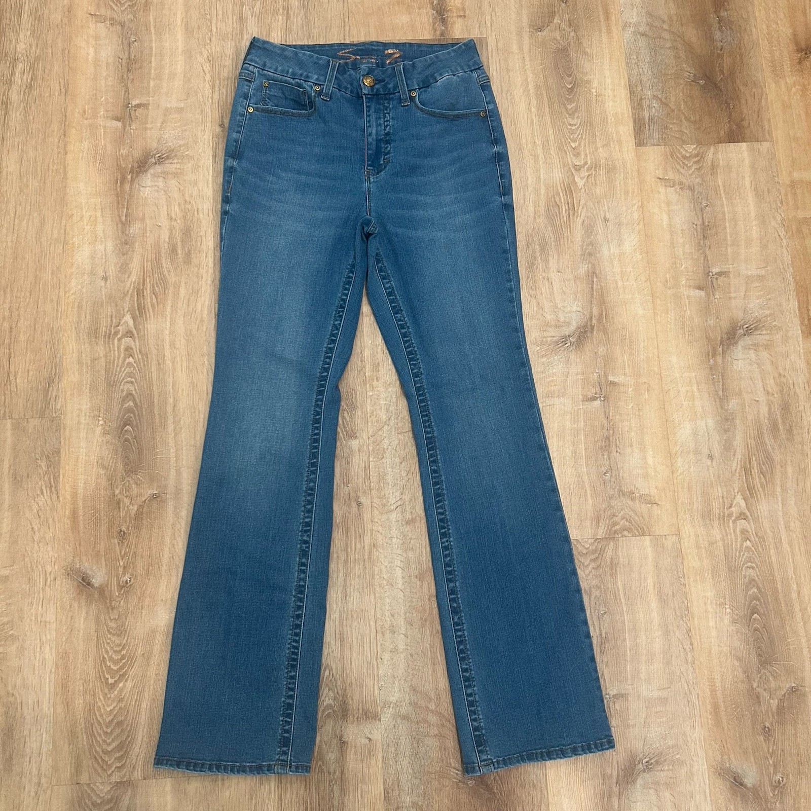 Women's Seven7 High-Rise Slim Bootcut Stretch Denim Jeans in Blue - 8 Tummy Control