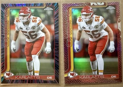 GEORGE KARLAFTIS (2) 2025 Topps Chrome NEON PULSE REFRACTOR + Pig Skin