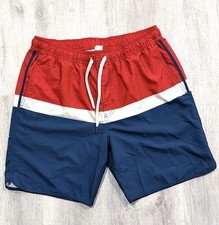 Fair Harbor Men's XL Lined Swim Trunks 8'' Inseam Board Shorts Red White Blue