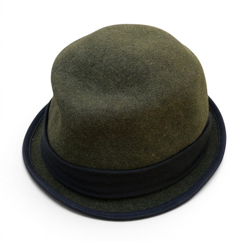 rag & bone Trilby Fedora Hat Unisex 100% Wool One Size Cap Green Felt