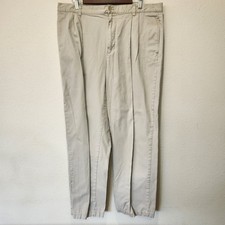 Chaps Men’s 38x32 Khaki Cotton Pleated Pants Classic Fit Business Casual