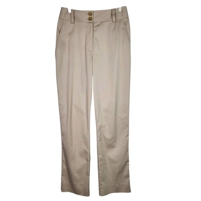 ST. JOHN SPORT Pants Womens 4 Tan Khaki Double Button Trouser Classic Designer