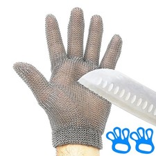 Chainmail Gloves for Cutting,Highest Level Cut Resistant,Spring Wristband,Sta...