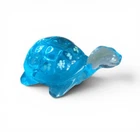 Translucent Blue Fenton Glass Turtle with White Floral Design Artist Signed