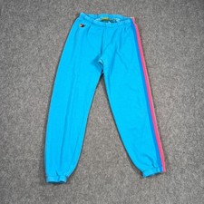 Aviator Nation Sky Blue Rainbow 5-Stripe Jogger Sweatpants Women's Size Medium