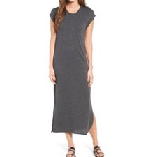 Madewell Gray Shift Casual Neutral Comfy Lounge Tee Midi Dress Size Large
