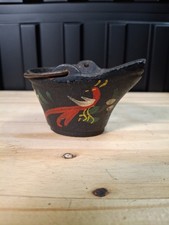 Mini gallo de hierro fundido vintage de 3" con soporte para fósforos de carbón de ceniza