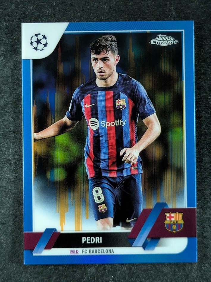 2022-23 Topps Chrome UEFA PEDRI 15/75 Blue/Gold Seismic Refractor SP #136