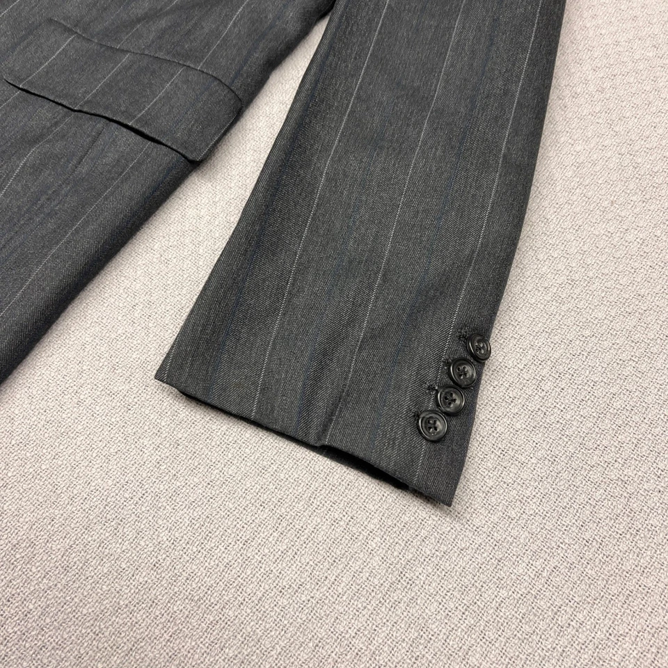 Gieves & Hawkes Blazer 男式 42R 灰色细条纹羊毛双纽扣定制夹克 — 第 4/4 张图片