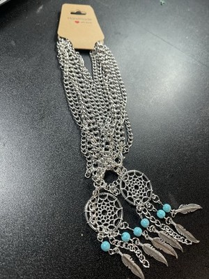  Silver Tone Dreamcatcher Charm Multi-Chain Cable anklet - Two Anklets