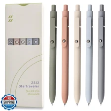 UIXJODO Gel Pens, 5 Pcs 0.5mm Black Ink Pens Fine Point Smooth Writing Pens, 
