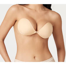 Niidor Women's B Cup Classic Fabric Adhesive Stick on Nude Bra F8-20
