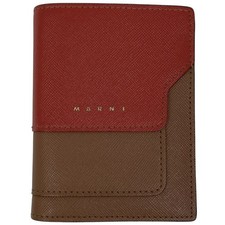 MARNI Bifold wallet logo Bi-Fold wallet leather Red Brown Women