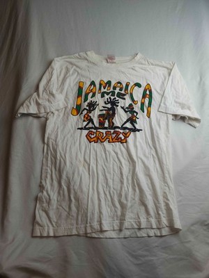 Jamaica Me Crazy T Shirt Unisex Medium White Graphic Rasta Reggae Divi Creations