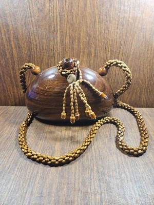 Timmy Woods Beverly Hills Wooden Clutch Purse Handbag Beaded Strap Philippines