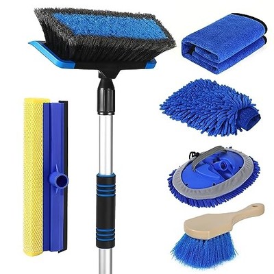  62'' Car Wash Brush with Long Handle, Scratch-Free Soft Bristles Sturdy Blue