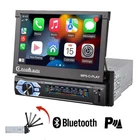 Single DIN 7" Car Stereo Radio Carplay Android auto Bluetooth Flip Screen Player