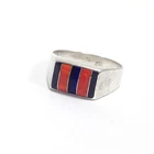 Vintage Mexico 925 Sterling Silver Multi Stone Inlay Ring Size 9 Jewelry