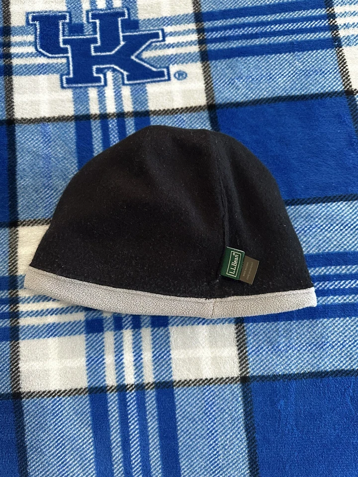 LL Bean Jóvenes Niños Gris Rojo Fuego Llama Patrón Polar Invierno Gorro L Gorra Grande Foto 3 de 4