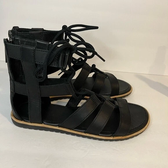 Sorel Bailee Lace Up Sandal Size 8 Black Noir eBay