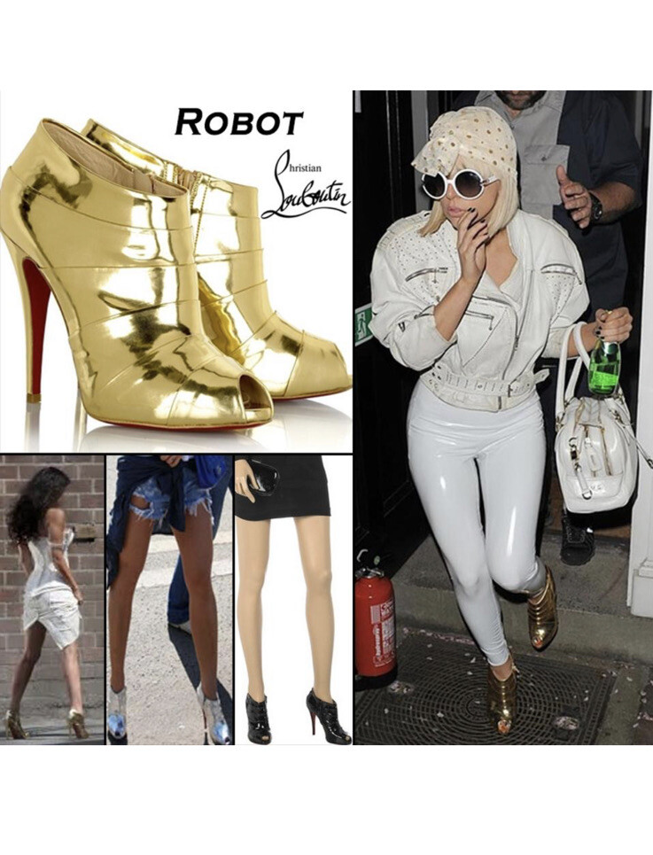Christian Louboutin Robot Gold Peep Toe Leather Heels