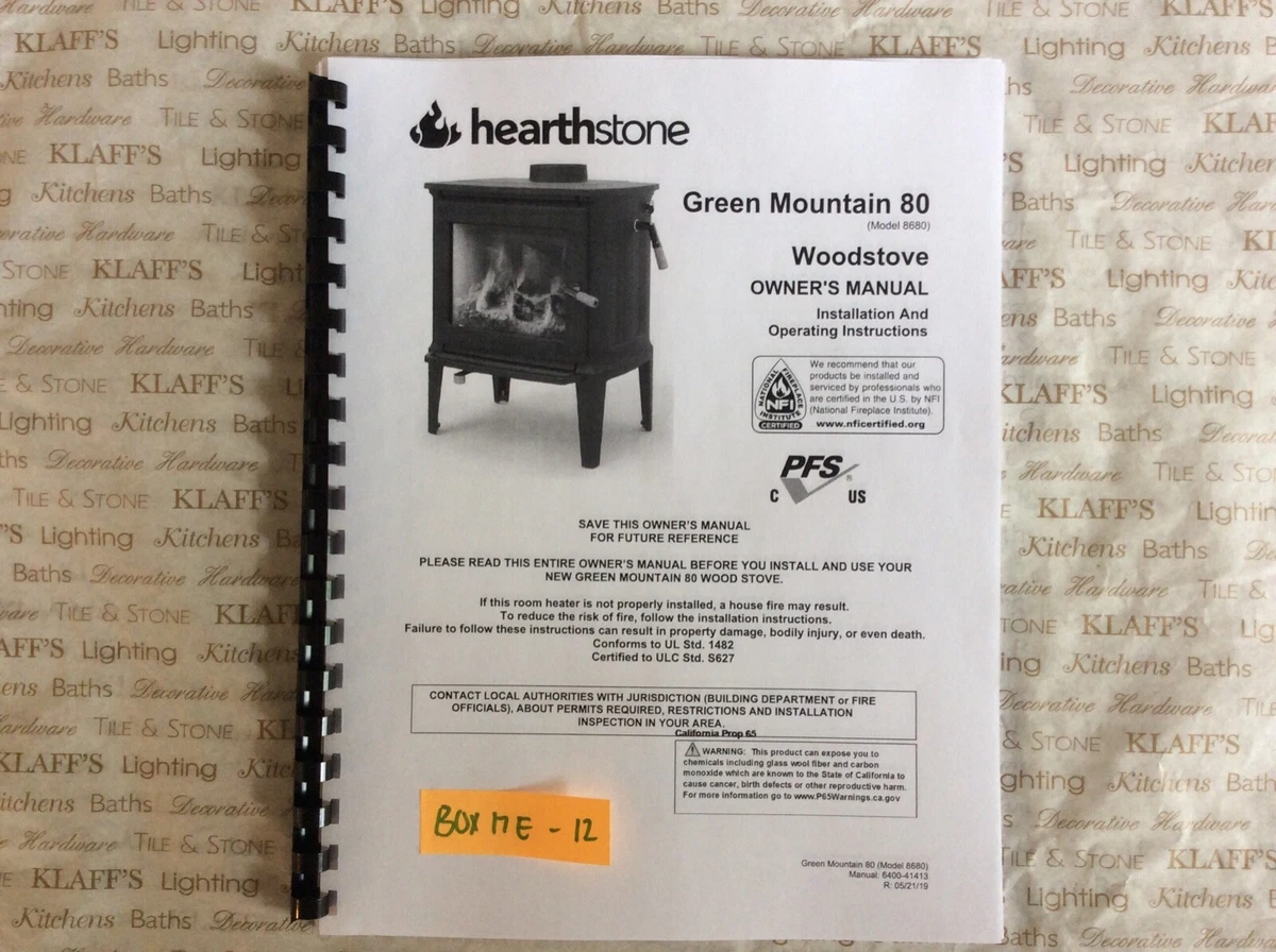 Hearthstone Green Mountain 80 8680 Wood stove Operation Owner,s Parts  manual | eBay
