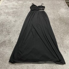 City Studio Maxi Long Gown Formal Dress Womens 3/4 Black Rhinestones Sleeveless