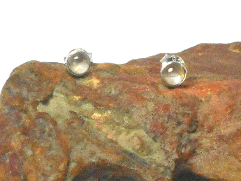 ROSENQUARZ  Sterling Silber 925 Edelstein Ohrringe -  4 mm  - Bild 1 von 4