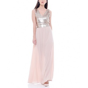 vestito lungo cipria