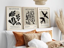Gallery Wall Art Neutral Black Grey 3 Set Posters Minimal Modern Abstract Prints