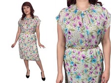 Size M  Vintage 1980s 80s Floral Short Sleeve 2pc Blouse and Pencil Skirt Set