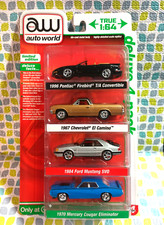 AUTO WORLD 1/64 DELUXE 4-PACK TARGET EXCLUSIVE PONTIAC CHEVY FORD MERCURY NEW