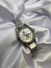 Vintage Women  s Mickey Mouse Silver Watch Stretchable Band Classy