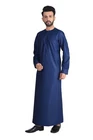 Omani Cotton Mens Jubba Thobe Matte Finish Soft Material Navy Blue | alqasswa