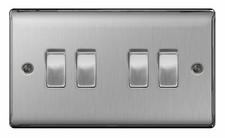BG Nexus Brushed Steel Switches & Sockets Full Range Satin Chrome Grey Inserts