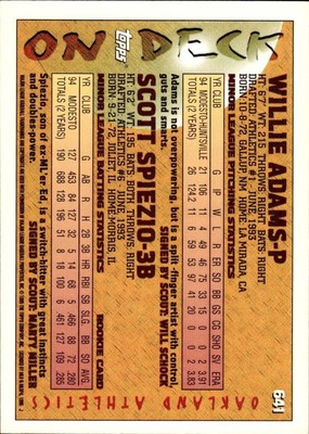 WILLIE ADAMS , SCOTT SPIEZIO CARD #641 50% OFF ENTIRE STORE 