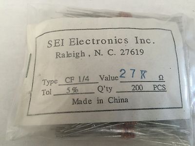 SEI CF 1/4 27K 5% Resistors (200pcs= 1 lot)