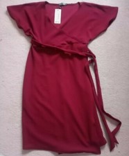 Boohoo Maternity maroon dress with belt Uk 12 size